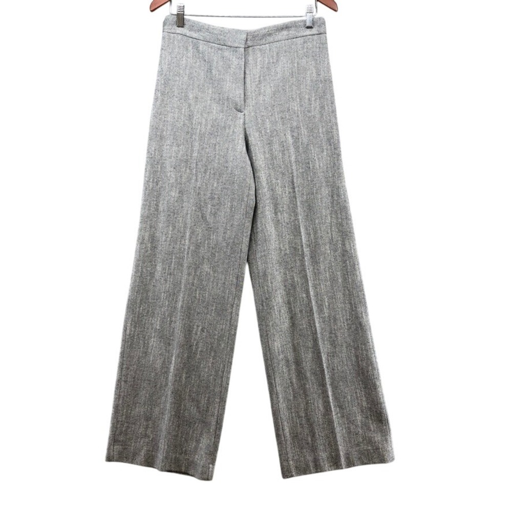 Zara Pants Womens S Small Gray Wide Leg Textured Herringbone NWT Career Office